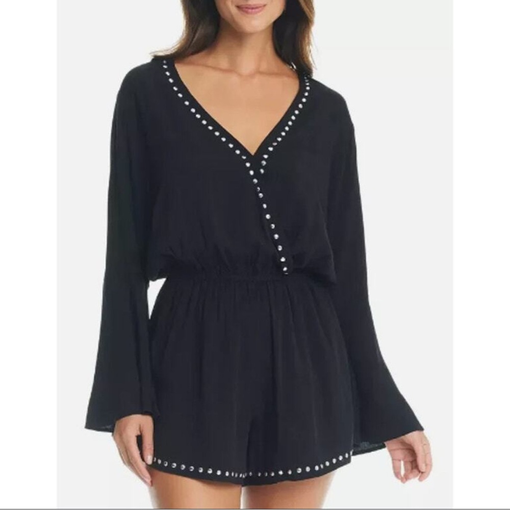 Studded Black Cover-Up Romper – Size Small